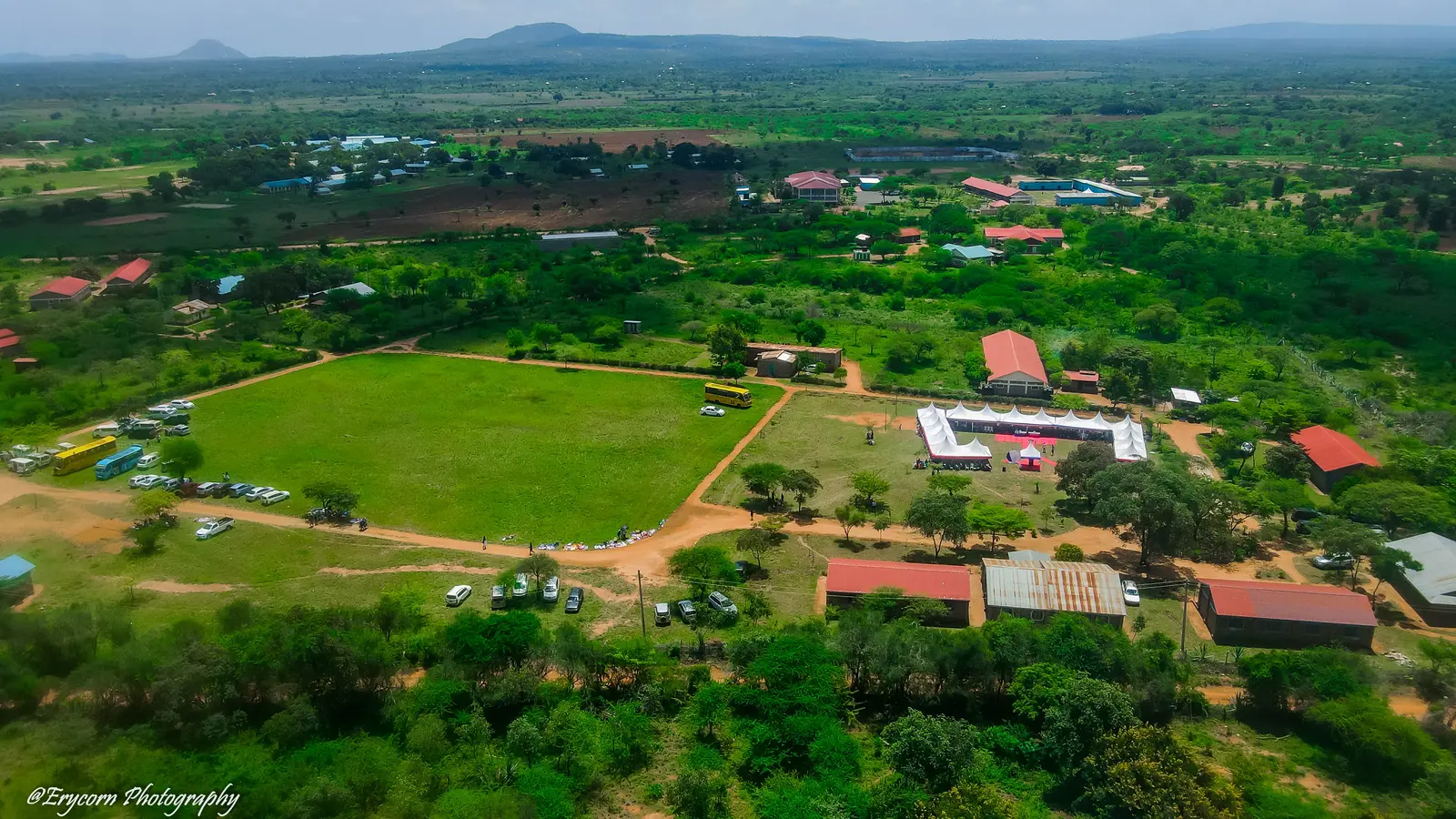 Aerial view of the A.I.C. Masinga Bible College campus